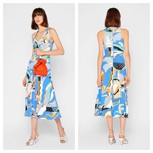 Emilio Pucci Blue La Villa Gathered Jersey Dress